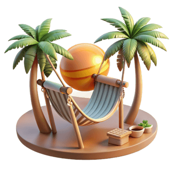 stunning creative Beach Hammock at Sunset Isolated Relaxing Scene png