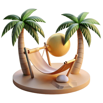 beautiful traditional Beach Hammock at Sunset Isolated Relaxing Scene exclusive png