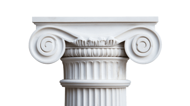 Ionic column capital with scroll, architecture, decorative, cut out transparent png