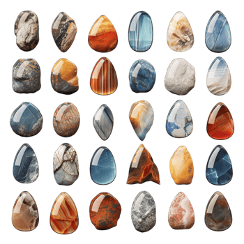 A collection of different colored stones png