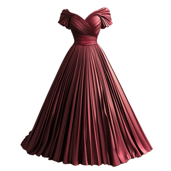 Satin Dress with Detailed Draping and Full-Length Designs Isolated on Transparent Background png