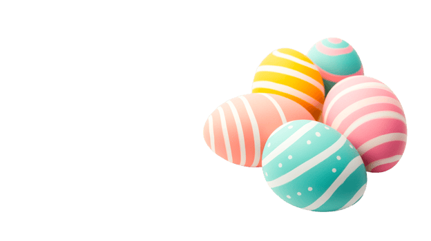 Colorful patterned Easter eggs arrangement, holiday symbol , cut out transparent png