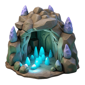 vibrant modern Bioluminescent Cavern with Rock Formations Cutout high resolution png