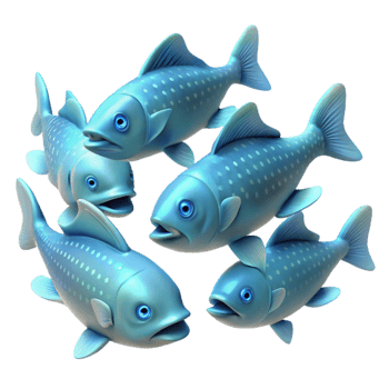 elegant artistic Bioluminescent Fish School Transparent Background Isolated genuine png