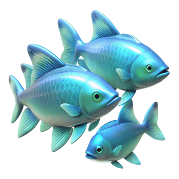 vibrant classic Bioluminescent Fish School Transparent Background Isolated high quality png
