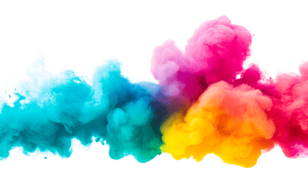 Abstract vibrant color smoke effect background isolated, cut out transparent png