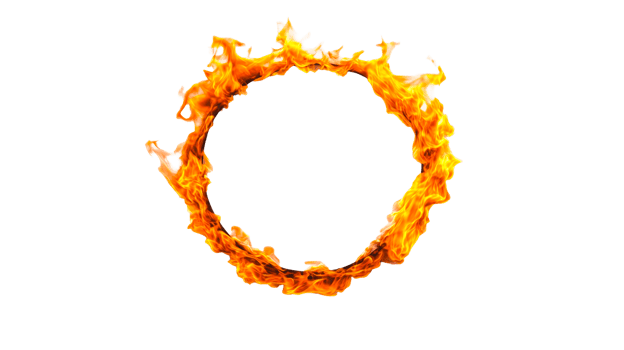 Fiery Ring Isolated Design Element on Black Backdrop, cut out transparent png