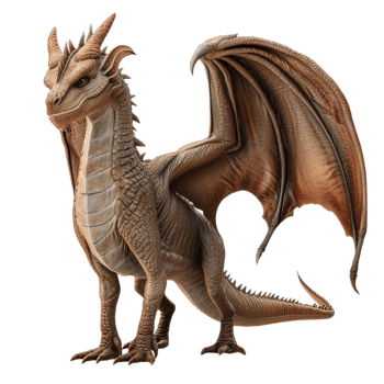 A brown dragon with wings spread out png