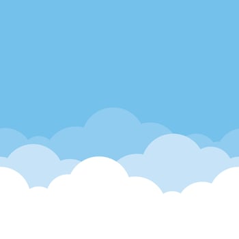 Cute bright blue cloud in the sky bottom border seamless pattern background. vector
