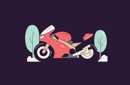 Flat design illustration of a motorbike rider in racing gear, isolated on a plain background, symbolizing speed, sport, adrenaline vector