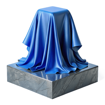 elegant vintage Blue Translucent Fabric Draped Over Concrete Block Cutout original png