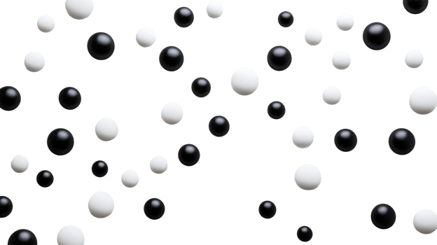 Black and White Spheres on Black Background, cut out transparent png