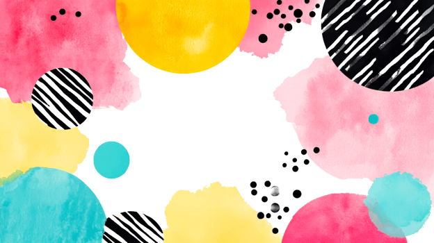 Bright watercolor circles, abstract shapes design background, cut out transparent png
