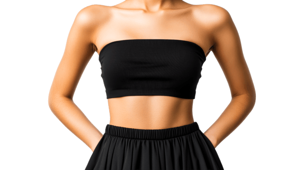 Elegant Female Torso in Black Outfit on Transparent Background, cut out transparent png