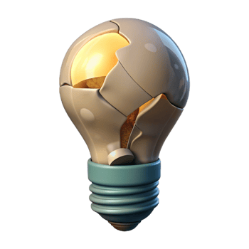 serene classic Broken Lightbulb with Filament Detail Isolated premium png