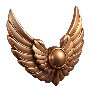 elegant abstract Bronze Mechanical Wings Isolated with Clipping Path high quality png