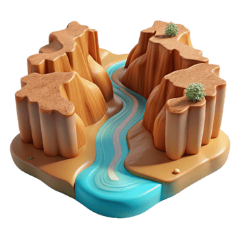 magnificent abstract Canyon Landscape Isolated Desert Terrain Cutout Element high quality png