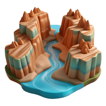 vibrant artistic Canyon Landscape Isolated Desert Terrain Cutout Element genuine png