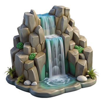 elegant modern Cascading Waterfall Cutout Bright Green Moss authentic png
