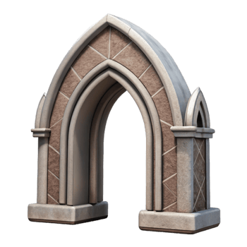 dramatic modern Cathedral Entrance Arch Cutout Dramatic Perspective Isolated exclusive png