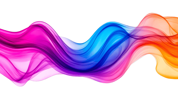 Colorful smooth flowing wave design element on black, cut out transparent png