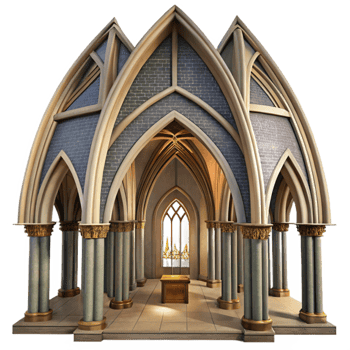 dramatic modern Cathedral Interior Cutout High Vaulted Ceiling Isolated png