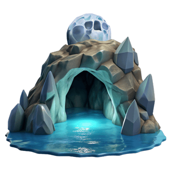 magnificent rustic Cavern Mouth in Ocean Cliff Under Moonlight Transparent Background premium png