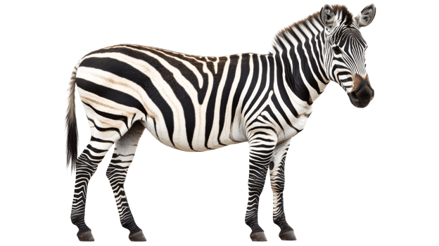 Stripped zebra animal, standing, safari, African wild life, cut out transparent png