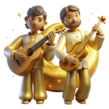dramatic modern Celestial Musicians Isolated Golden Light Effect professional png