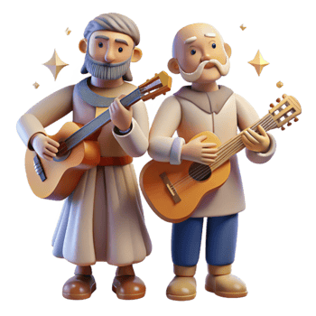 dramatic contemporary Celestial Musicians Isolated with Golden Lighting genuine png
