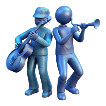 wonderful minimalist Celestial Musicians Silhouette Isolated with Blue Glow high quality png