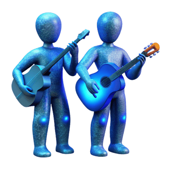 dramatic rustic Celestial Musicians Silhouette Isolated with Blue Glow genuine png