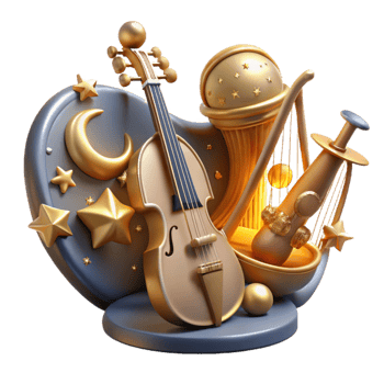 elegant modern Celestial Orchestra Transparent Background Front View professional png