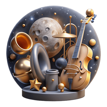 elegant minimalist Celestial Orchestra Transparent Background Front View high quality png