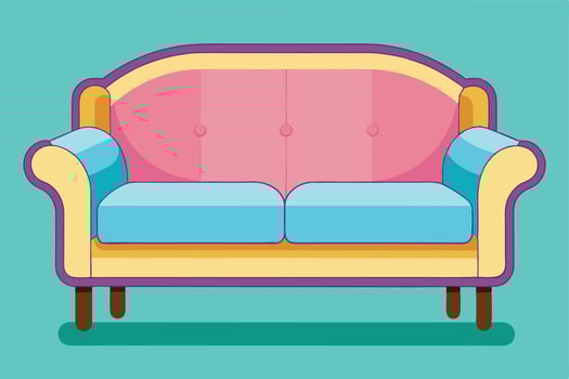 Colorful Cartoon Sofa with Headphones Icon vector