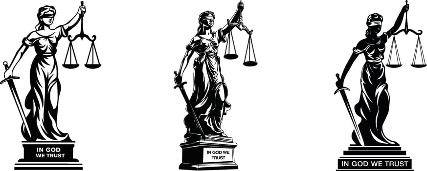 Scales of Justice and Sword- Law and Order Icons vector