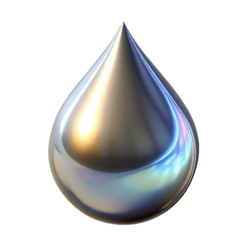 vibrant abstract Chrome Liquid Drop Cutout with Reflections original png
