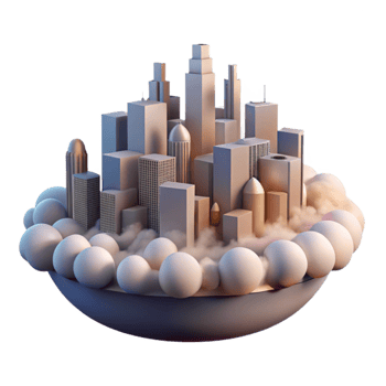 stunning classic City in the Clouds Isolated with Warm Sunset Colors original png