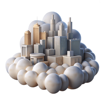 elegant modern City in the Clouds Isolated with Warm Sunset Colors genuine png
