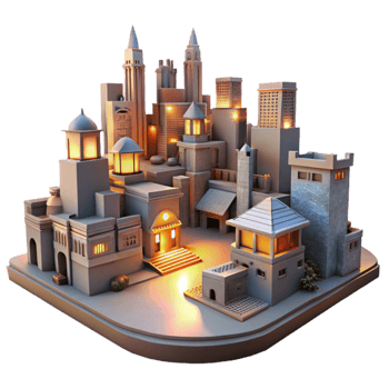 stunning vintage Cityscape at Dusk Isolated Golden Hour Lighting high resolution png