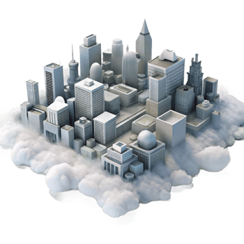 impressive artistic Cityscape in Fog Transparent Background Birdseye View premium png