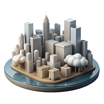 magnificent abstract Cityscape Cutout with Transparent Background Cloudy Sky Daytime detailed png