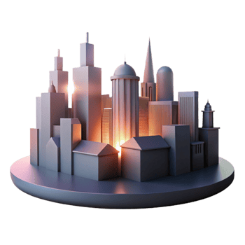 extraordinary rustic Cityscape Silhouette at Twilight Transparent Element detailed png