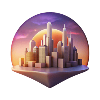 extraordinary artistic City Skyline at Dusk Cutout with Gradient Sky png