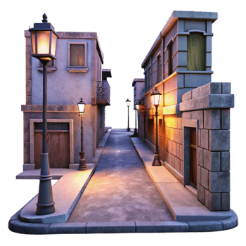 impressive abstract City Street at Dusk Isolated on Transparent Background genuine png