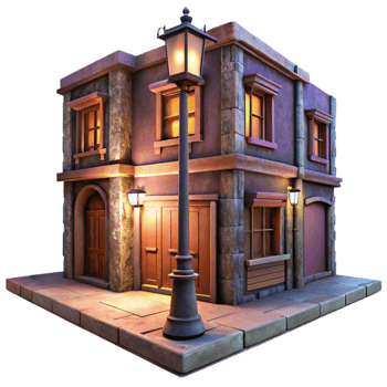 dramatic minimalist City Street Corner at Twilight Transparent Background Cutout high resolution png