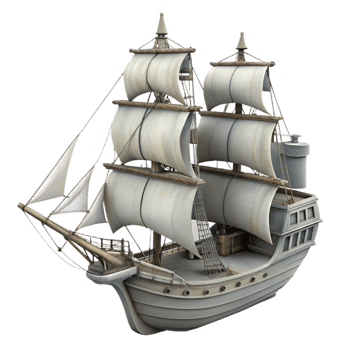 serene creative Classic Schooner Cutout with Transparent Background professional png