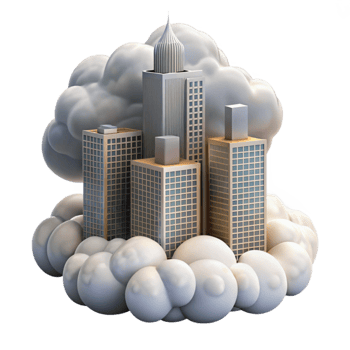 vibrant vintage Cloud Piercing Skyscrapers Transparent Background Dramatic Lighting exclusive png