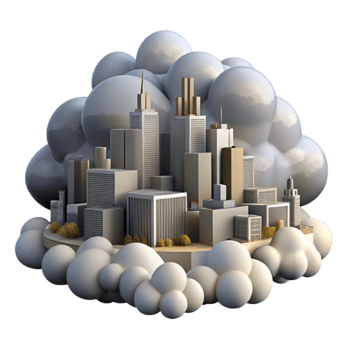 dramatic contemporary Cloudy Cityscape Isolated with Modern Architecture premium png