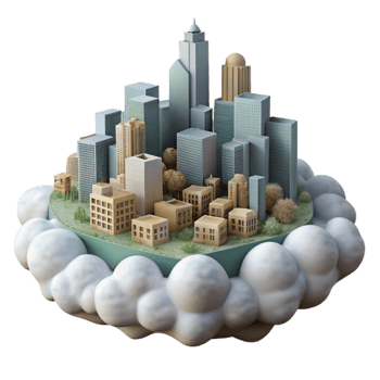 stunning contemporary Cloudy Cityscape Transparent Background Aerial Perspective professional png